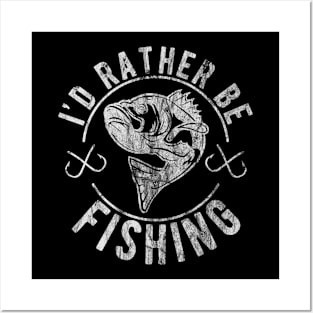 I’d Rather Be Fishing, Funny Vintage Style Fishing Posters and Art